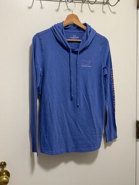 Vineyard Vines Royal Blue Long-Sleeve Hooded Tee size S 100% cotton